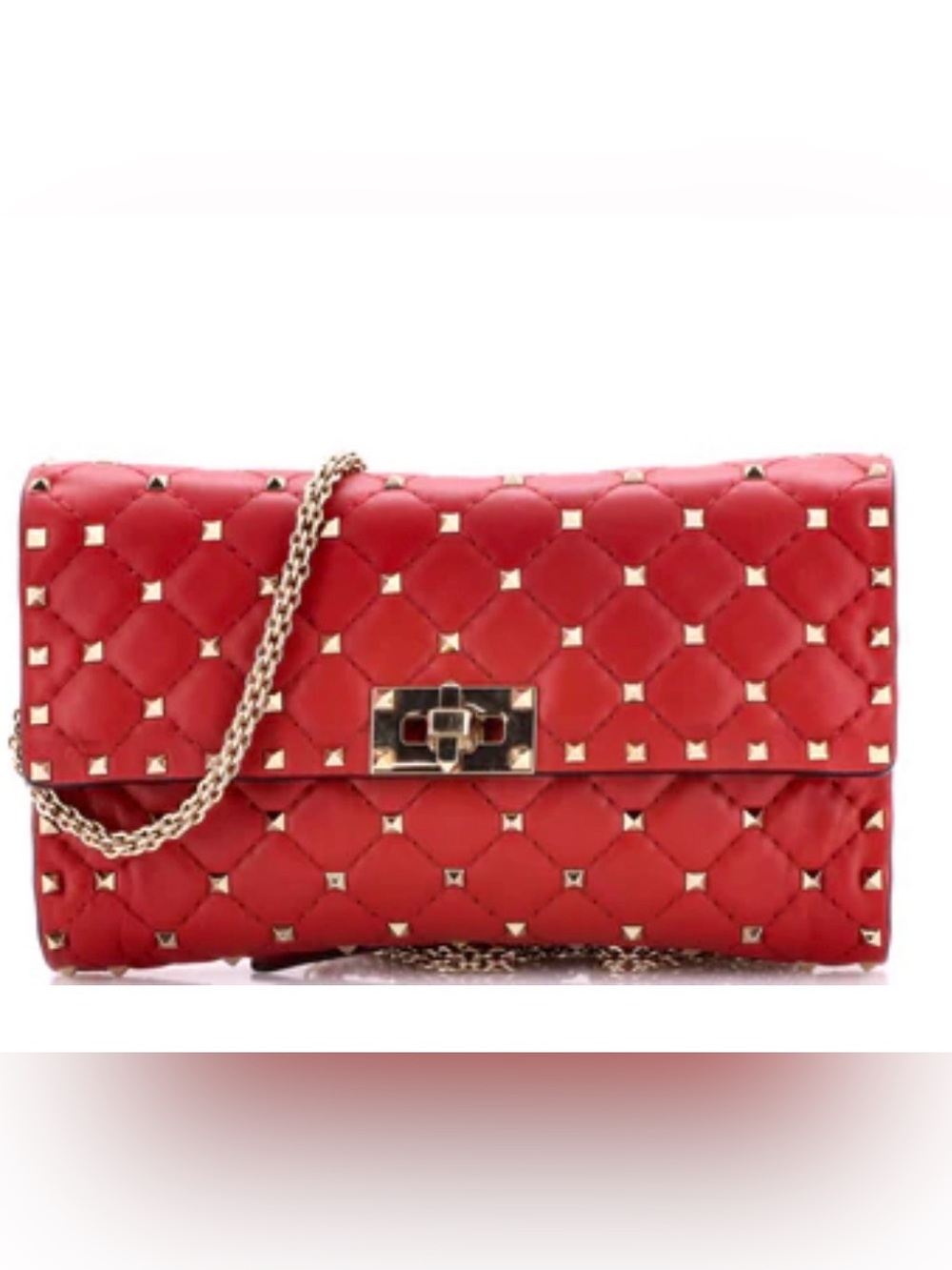 Quilted Red Studded Chain Shoulder Bag Valentino very new